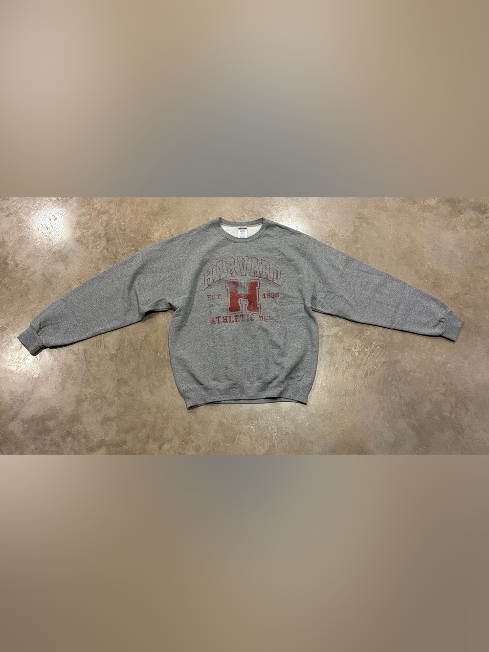 Jerzees Gray Crewneck Sweatshirt with Red 'H' Graphic
